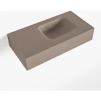 Mondiaz LEX Smoke vrijhangende solid surface wastafel 60cm. Positie wasbak rechts