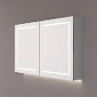 HiPP Spiegelkast design spk 62000 rechthoek 120x70 cm 2 deuren met verlichting incl. Spiegelverwarming en 2x stopcontact