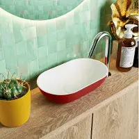 Mondiaz POOLE solid surface opzetkom kleur Fire | Talc. Afmeting 30x18x8cm