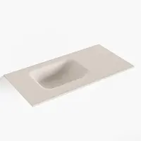 Mondiaz LEX Linen solid surface inleg wastafel voor toiletmeubel 60cm. Positie wasbak links