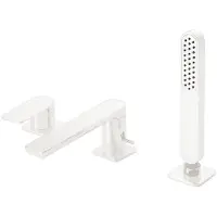 Tres Badrandkraan Loft Colors 1-Hendel Rechte Uitloop 18 cm met Omstel en Handdouche Mat Wit