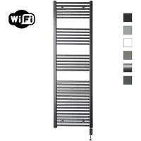 Sanicare Elektrische radiator hwv met wifi 172x60 cm gunmetal 1127w met thermostaat zwart rechtsonder