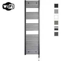 Sanicare Elektrische radiator hwv met wifi 172x45 cm gunmetal 920w met thermostaat chroom rechtsonder