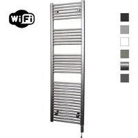 Sanicare elektrische design radiator 60x172cm inox-look met WiFi en thermostaat rechts zwart