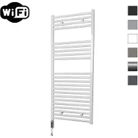 Sanicare elektrische design radiator 45x112cm wit met WiFi en thermostaat links chroom