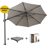 Platinum Challenger T2 premium zweefparasol 350 cm rond manhattan met 90KG voet en hoes