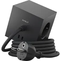 Avolt Square 1 Verlengsnoer Met Usb-c / Magneet 1,8 m Stockholm Zwart - Lampsnoeren & lampverlengstukken Kunststof Stockholm Black - SQ1-EUFC20-18SB