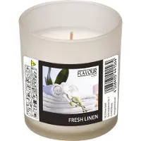 Flavour geurkaars - fresh linnen geur - wit - 8 branduren - in glas - aroma kaars