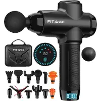 FITAGE Massage Gun Professioneel - 12 Opzetstukken - Massage Apparaat - Massage Pistool 30 Standen - Massageapparaat - Massagegun