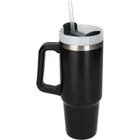 Löwenthal Thermosbeker Travel Mug - Rietje en Handvat - Geïsoleerde Reisbeker - Thermosflessen - 800 ML - Zwart