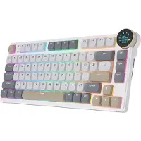 Royal Kludge RK N80 - Mechanisch Gaming Toetsenbord - RGB - Met Display - Foam Touch - Bluetooth - Hot Swappable Switch - Pearly Dawn - Brown Switches - Inclusief Stofkap