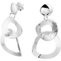 Trendjuwelier huiscollectie TFT Oorhangers Rondjes Zilver Gerhodineerd Mat Glanzend 35 mm x 18.3 mm