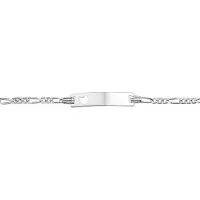 The Jewelry Collection Zilver Gerhodineerde Graveerarmband hart figaro plaat 4 1329667