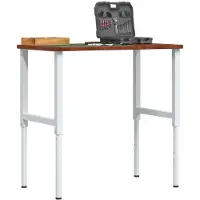 vidaXL Werkbank rechthoek 100x60x(71,5-98) cm eikenhout donkerbruin