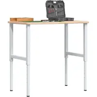 vidaXL Werkbank rechthoekig 100x60x(71,5-98) cm massief eikenhout
