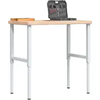 vidaXL Werkbank rechthoekig 100x60x(73-99,5) cm massief eikenhout