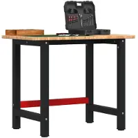 vidaXL Werkbank rechthoek 100x60x81,5 cm massief eikenhout lichtbruin