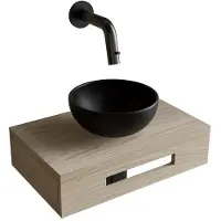 Boss & Wessing Complete fonteinset bws hold met handoekhouder waskom mat zwart en fonteinkraan gunmetal