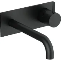 Hotbath Inbouw wastafelkraan met achterplaat cobber 18 cm gebogen uitloop 1-hendel mat zwart