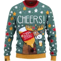 JAP Christmas Interactieve Kersttrui (maat S) - 100% Gerecycled - Kriebelt niet - Kerstcadeau volwassenen - Foute Kersttrui dames en heren - CHEERS! Moose Juice - Groen