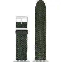 Eulit perlon horlogeband geschikt voor Apple Watch 38/40/41 - Serie 1/2/3/4/5/6/7/8/9/10/11/12 + SE - palma pacific smart - 20 mm - olijfgroen groen - edelmetaal metalen gesp ZWART - incl.adapter