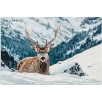 PosterMonkey Poster 180x120 cm - Hert - Landschap - Winter - Natuur - Dieren - Bergen - Posters - Kamer decoratie - Wanddecoratie woonkamer - Muurdecoratie slaapkamer XXL