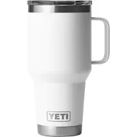 Yeti Rambler Travel Mug 30oz Stronghold Lid, White, thermos reismok met deksel, 887 ml