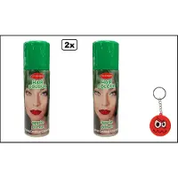 Goodmark 2x Haarverf/haarspray groen 125 ml - Smiley - Festival thema feest carnaval haar kleurspray party
