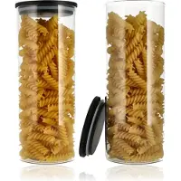 Discountershop Voorraadpotten 1050ML - Voorraadbussen met Luchtdichte Deksels - Glazen Potjes met Bamboe Deksel BPA-vrij