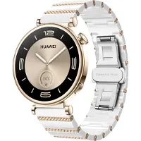 Strap-it Smartwatch bandje 18mm keramiek - Hoogwaardig 'One bead' keramisch bandje - geschikt voor Huawei Watch GT 4 - 41mm / Watch GT 5 41mm / GT 5 Pro - 42mm (wit/rosé goud)