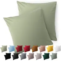 Blumtal Kussensloop Microvezel Kussenhoes 40 x 40 cm - Licht Olijfgroen - Met Rits - Set van 2