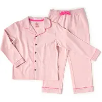 Little label pyjama roze Meisjes Stretchkatoen Klassieke kraag Effen - maat 122/128