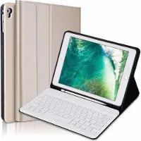 Ntech Keyboard hoes met Stylushouder Hoes geschikt voor iPad 9.7 (2017-2018) / Air - Goud