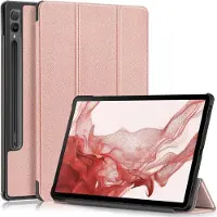 Ntech Samsung Galaxy Tab S9 / S9 FE hoes tri-fold bookcase met auto/wake functie Rose Goud - Tab S9 FE / S9 Hoes smart cover