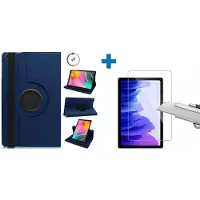 Ntech Screenprotector Geschikt voor Samsung Galaxy Tab A7 Hoes - (2020/2022) - 360 graden draaibaar case Donkerblauw + screenprotector gehard glas