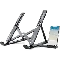 Ntech Tablet Houder / Laptop Standaard en smartphone Houder 2 in1 - Laptop Houder - Laptopstandaard -Bureaustandaard Ergonomische Zwart