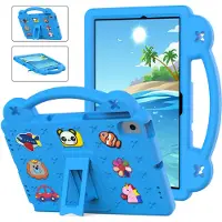 Ntech Hoes Geschikt voor Samsung Galaxy Tab A8 hoes Kinderen Licht Blauw - Kidsproof Backcover met handvati - Hoes Geschikt voor Samsung Galaxy Tab A8 Hoes Kinderen -Kindertablet