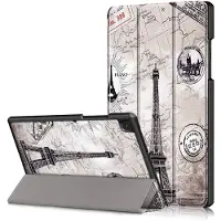 Ntech Hoes Geschikt voor Samsung Galaxy Tab A7 hoes - (2020/2022) - Eiffeltoren -Trifold smart cover Kunstleer bookcase