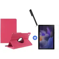 Ntech Hoesje Geschikt Voor Samsung Galaxy Tab A8 Hoes 10.5 inch 2021 draaibare hoesje - Roze + tempered glass screenprotector + stulus pen