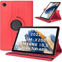 Ntech Hoes Geschikt voor Samsung Galaxy Tab A8 hoes – Hoes Geschikt voor Samsung Galaxy Tab A8 (2021 / 2022) hoes – 360° draaibaar tablethoes – Rood