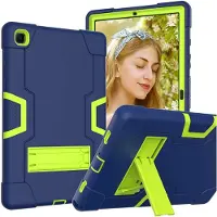 Ntech Hoes Geschikt voor Samsung Galaxy Tab A7 Hoes Shockproof case - 10.4 inch - (2020/2022) - Kickstand Hybride Armor - Blauw / Groen
