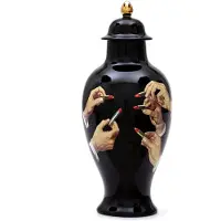 Seletti Toiletpaper Porseleinen Vaas Lipsticks Black