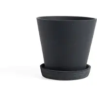 HAY Flowerpot with saucer pot L 17.5 cm Zwart