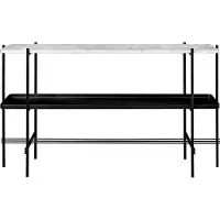 Gubi TS Console bijzettafel 120x30x72 cm white carrara marble, zwart onderstel, met blad