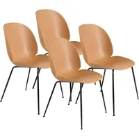 Gubi Beetle 4-pack Stoel amber brown, zwart stalen onderstel