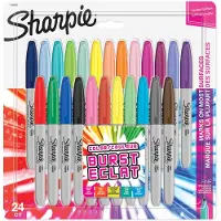 Sharpie Permanentmarkers | Fijne punt | Colour Burst-kleuren en diverse originals | 24 stuks