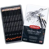 Derwent Metallic Box 9b-h Graphite Pencil 12 Units Zwart Kinderen