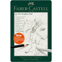 Faber-Castell grafietpotloden set - Pitt Mat - 8 stuks + gum + doezelaar + puntenslijper - matzwart - FC-115220