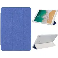 Ntech Hoes geschikt voor iPad 2021 / 2020 / 2019 (9e/8e/7e Generatie / 10.2 inch) Blauw Tri-fold Fabric Stof shockproof silicone case