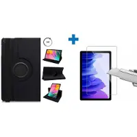 Ntech Screenprotector Geschikt voor Samsung Galaxy Tab A7 Hoes - (2020/2022) - 360 graden draaibaar case - Zwart + screenprotector gehard glas